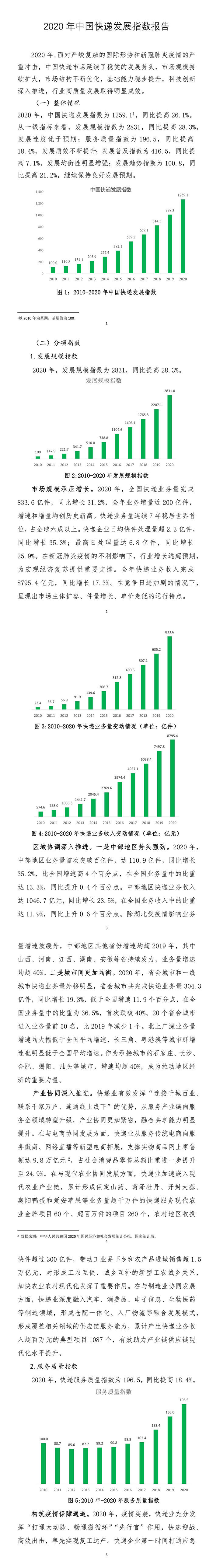 国家邮政局发布2020年中国快递发展指数报告